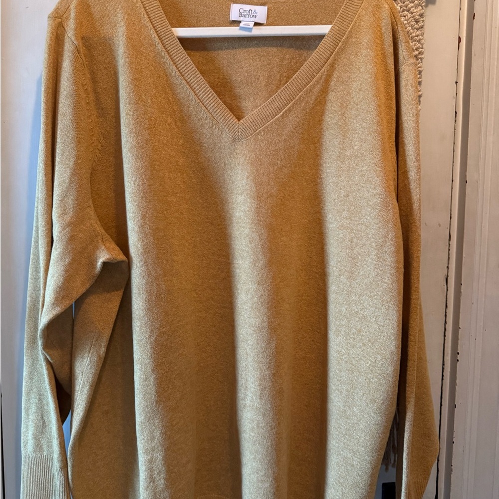 Croft & Barrow Gold V-Neck Sweater Soft Knit 3X